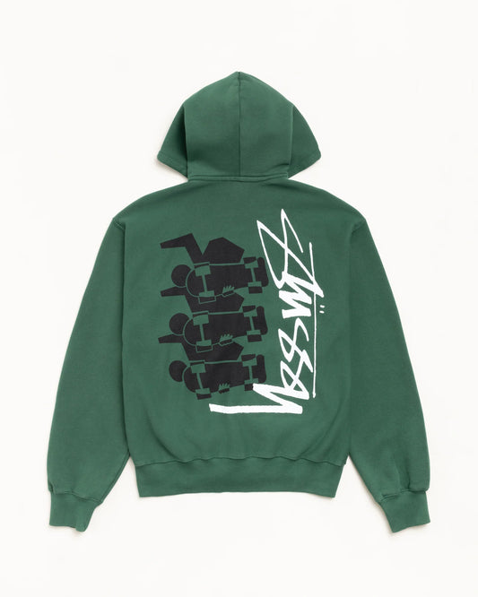 STUSSY SKATE STACK ZIP HOODIE PIGMENT DYED