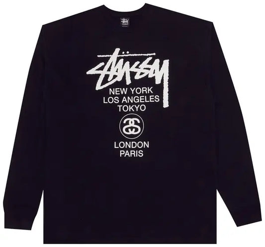 STUSSY LONG SLEEVE WORLD TOUR TEE